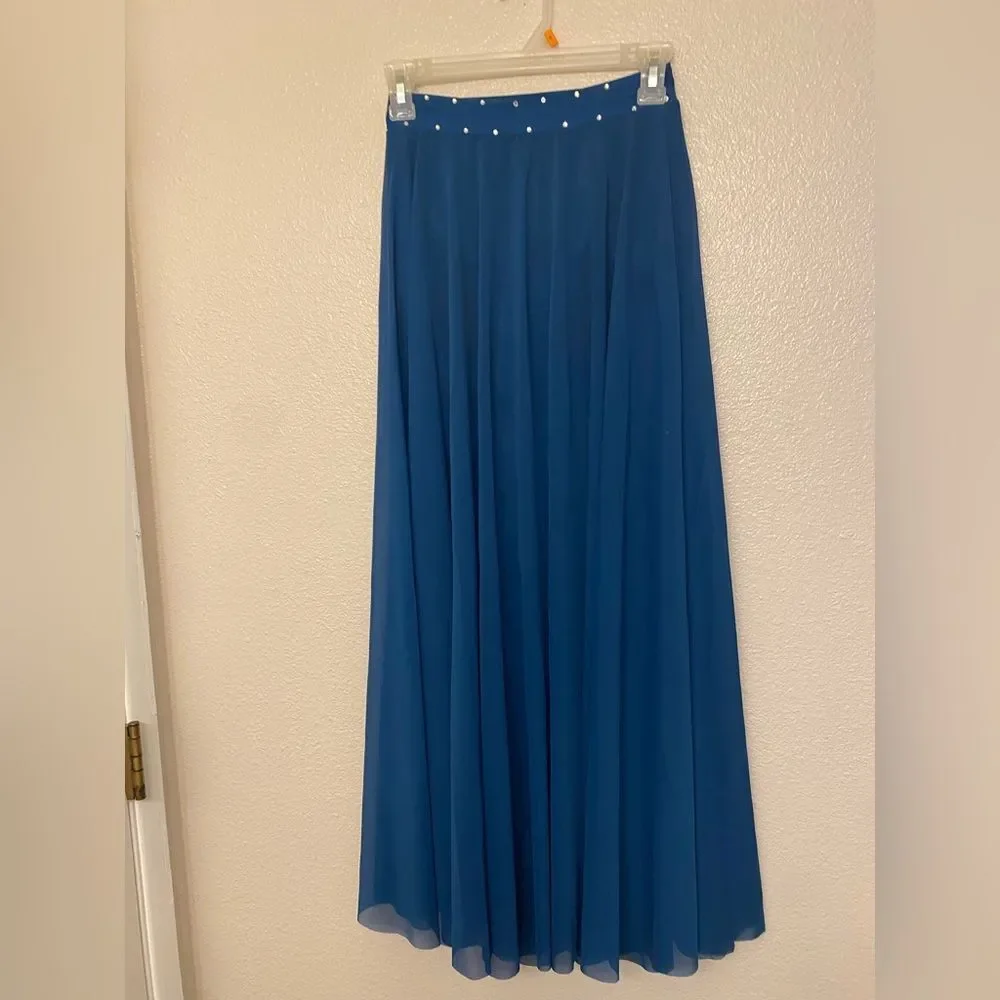 Kelle dance solo costume dark blue 2 piece 2972 butterflies illusion MA adult
